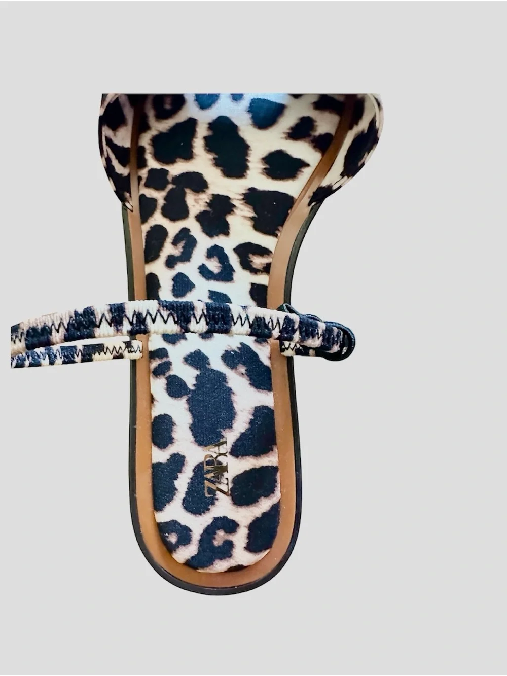 Zara Leopard Bow Slingback Sandal - Black & Cream - Picture 3 of 4